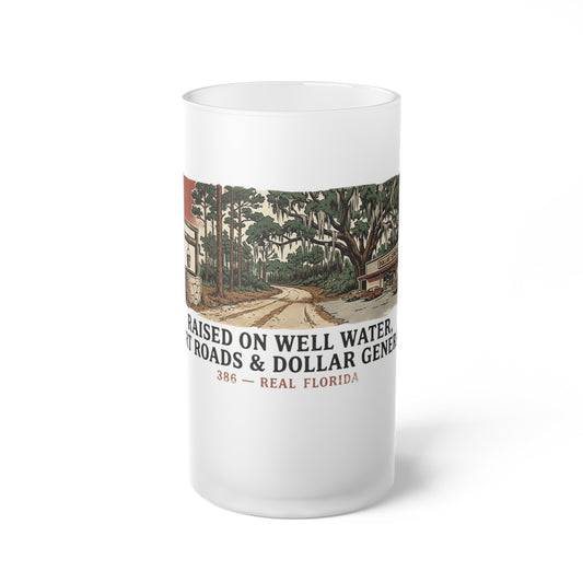 Frosted Beer Mug — 'Raised on Well Water' Vintage Florida Roadside Design